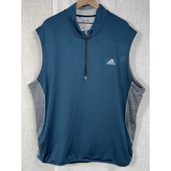 adidas Other - Adidas Climaheat Golf Vest Teal Blue Grey Insulated Full Zip Pockets‎ Men's 2XL